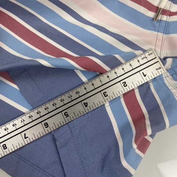 Brooks Brothers Men's Size L Striped Swim Trunks Shorts Blue Red Lined Logo - Picture 7 of 9